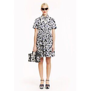 Kate Spade Hollyhock Fit Flare Shirt Dress /  Size 8 / Black White Navy Floral